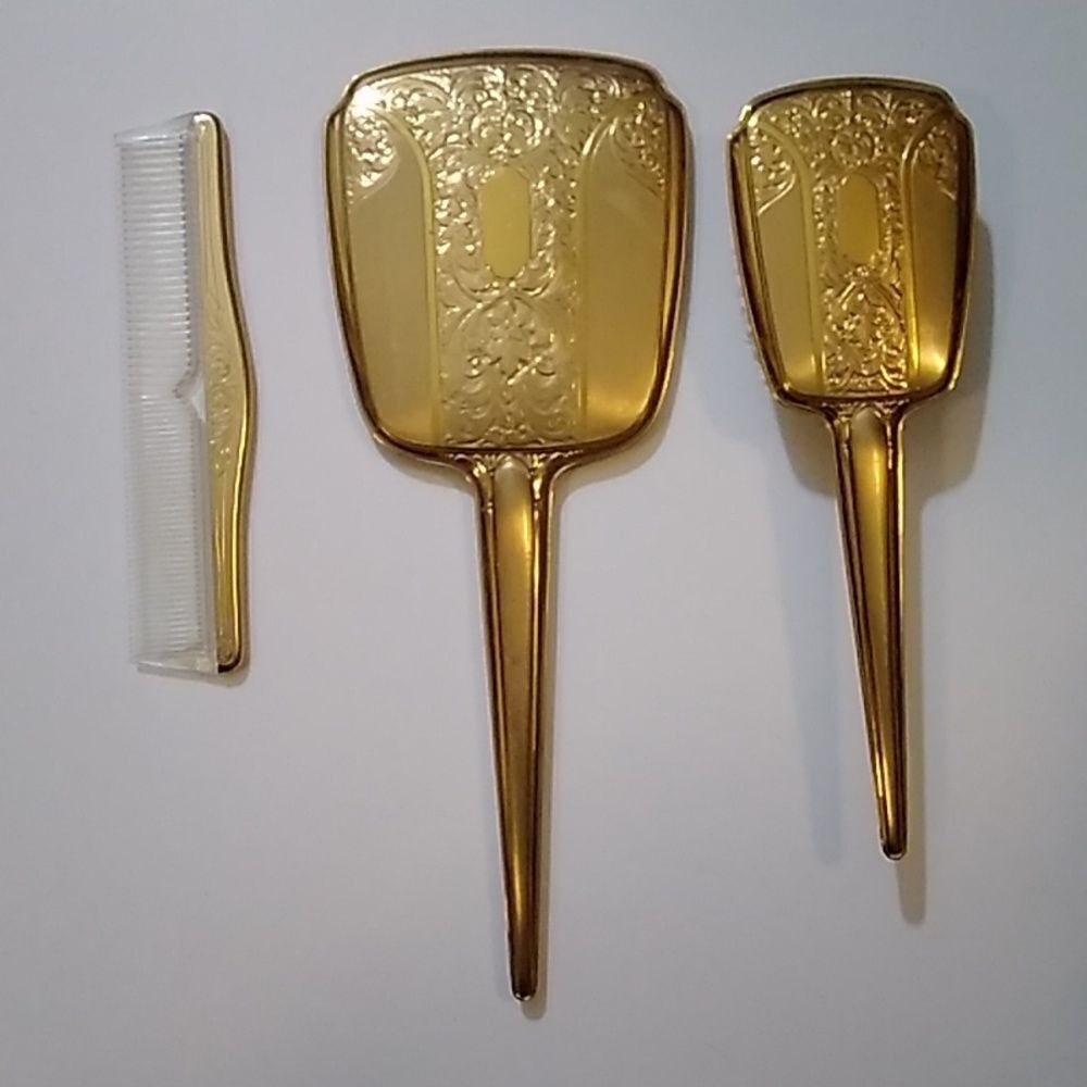 Antique Of Art Decor Golden Wheel Combo Vanity Set 3 Pc